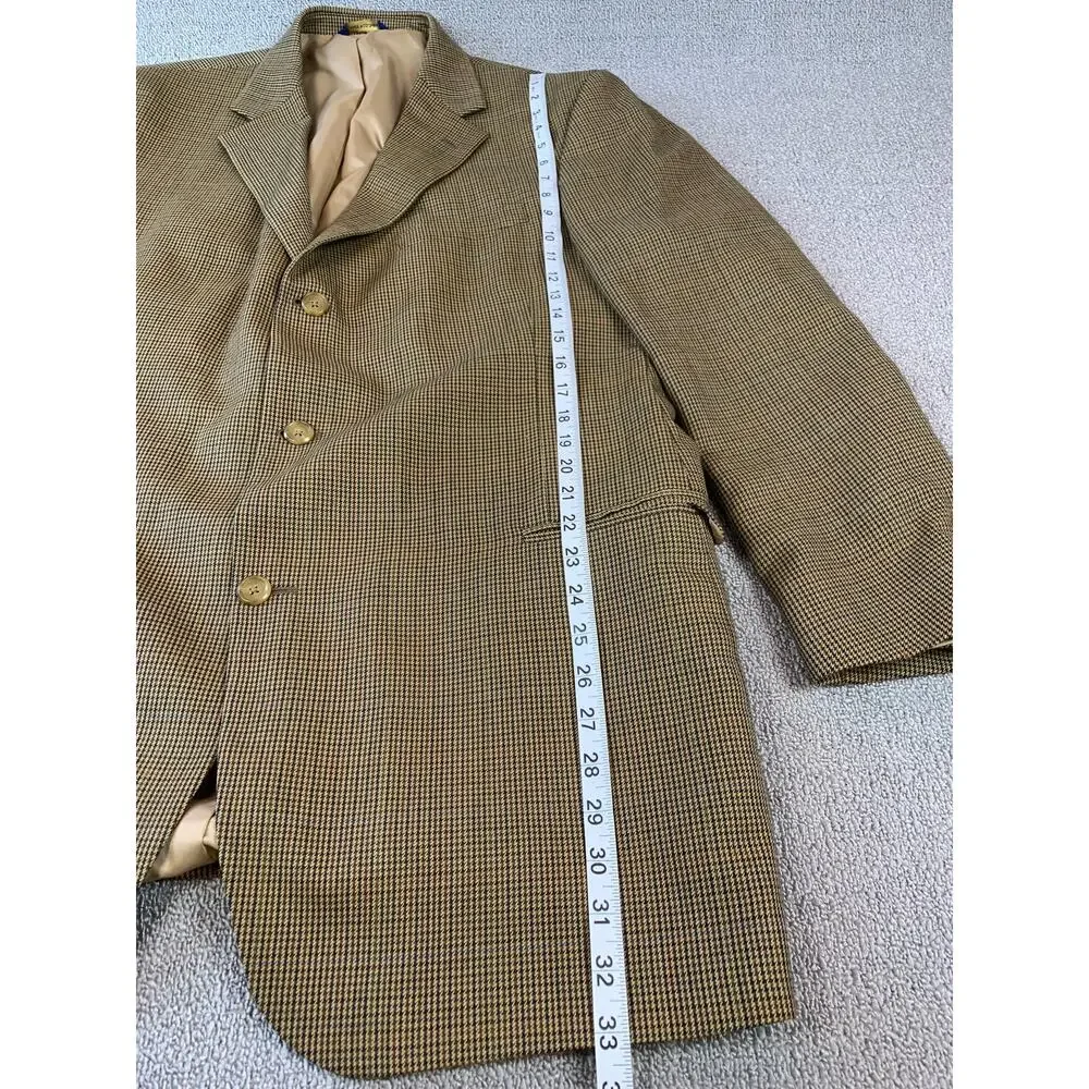 T. Harris London‎ 100% Wool Sport Coat Blazer Suit Jacket Houndstooth Brown 46L